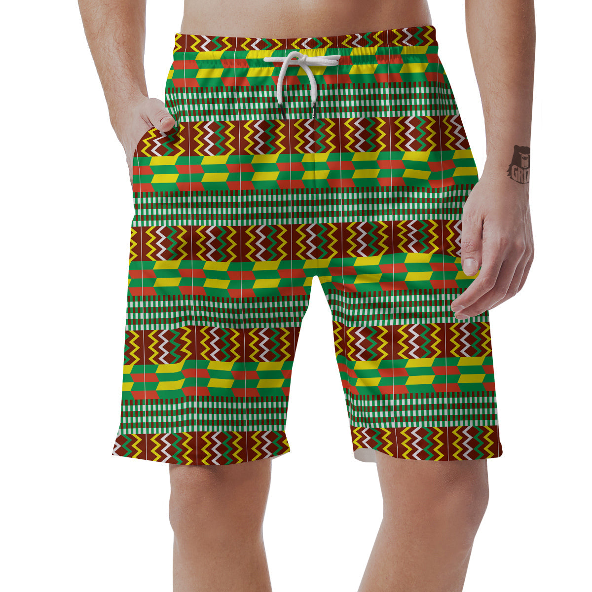 Kente Tribal West African Print Pattern Men's Shorts-grizzshop