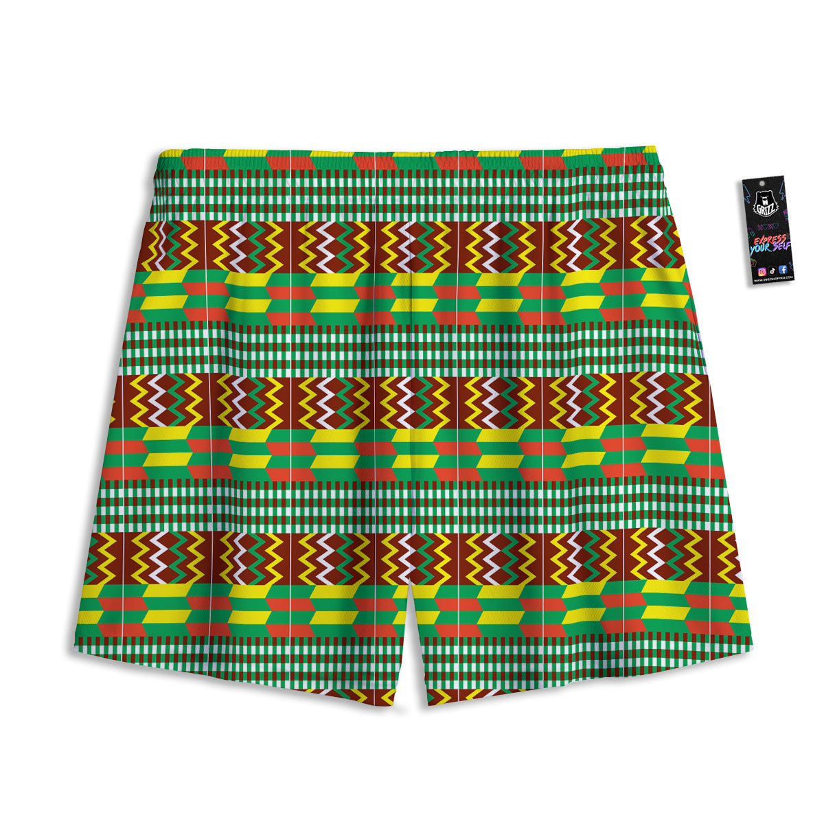 Kente Tribal West African Print Pattern Mesh Shorts