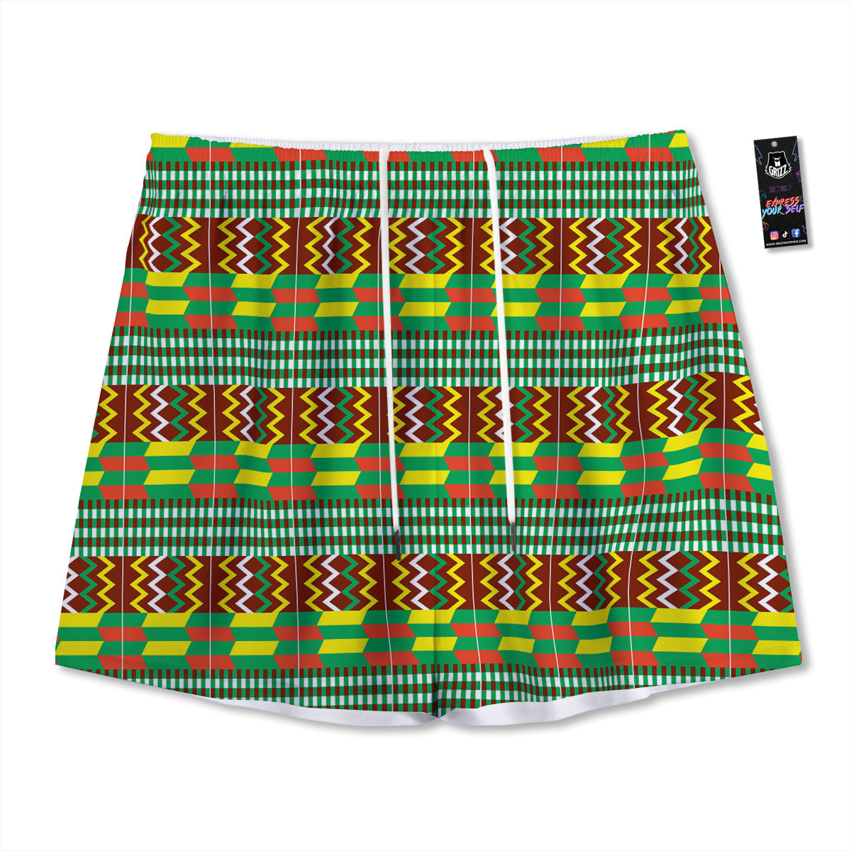 Kente Tribal West African Print Pattern Mesh Shorts