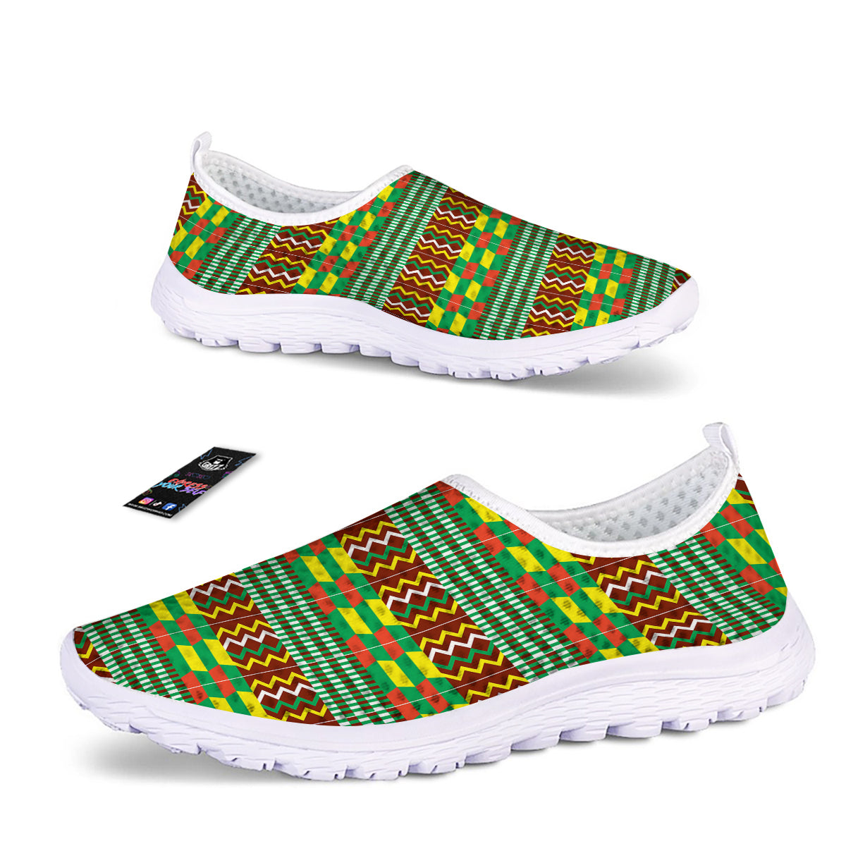 Kente Tribal West African Print Pattern Nurse Shoes-grizzshop