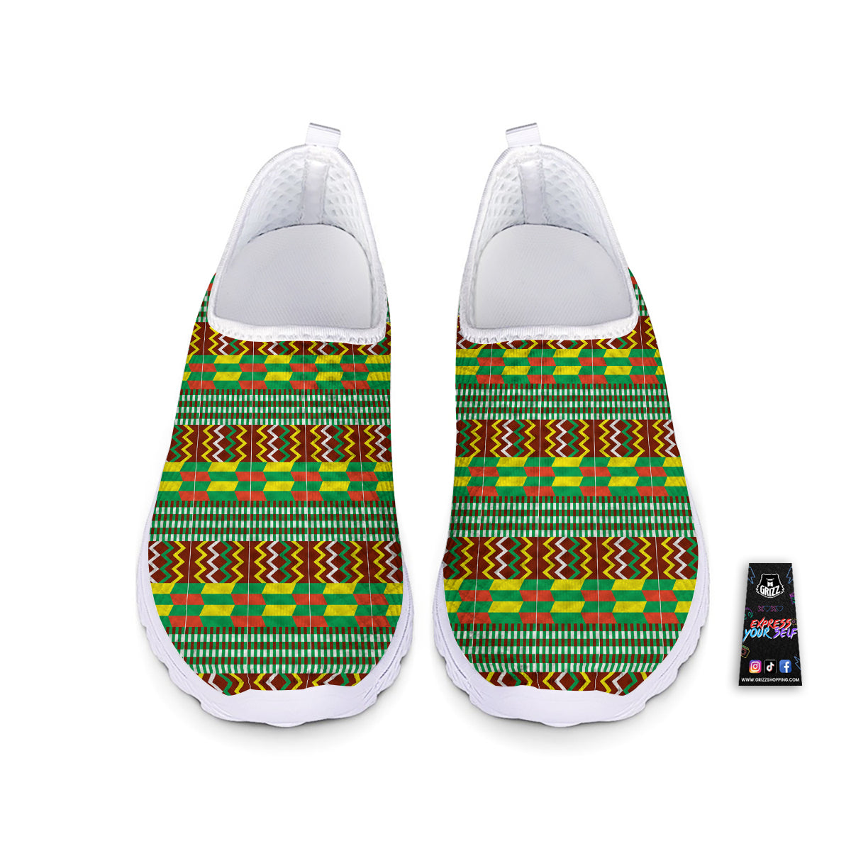 Kente Tribal West African Print Pattern Nurse Shoes-grizzshop