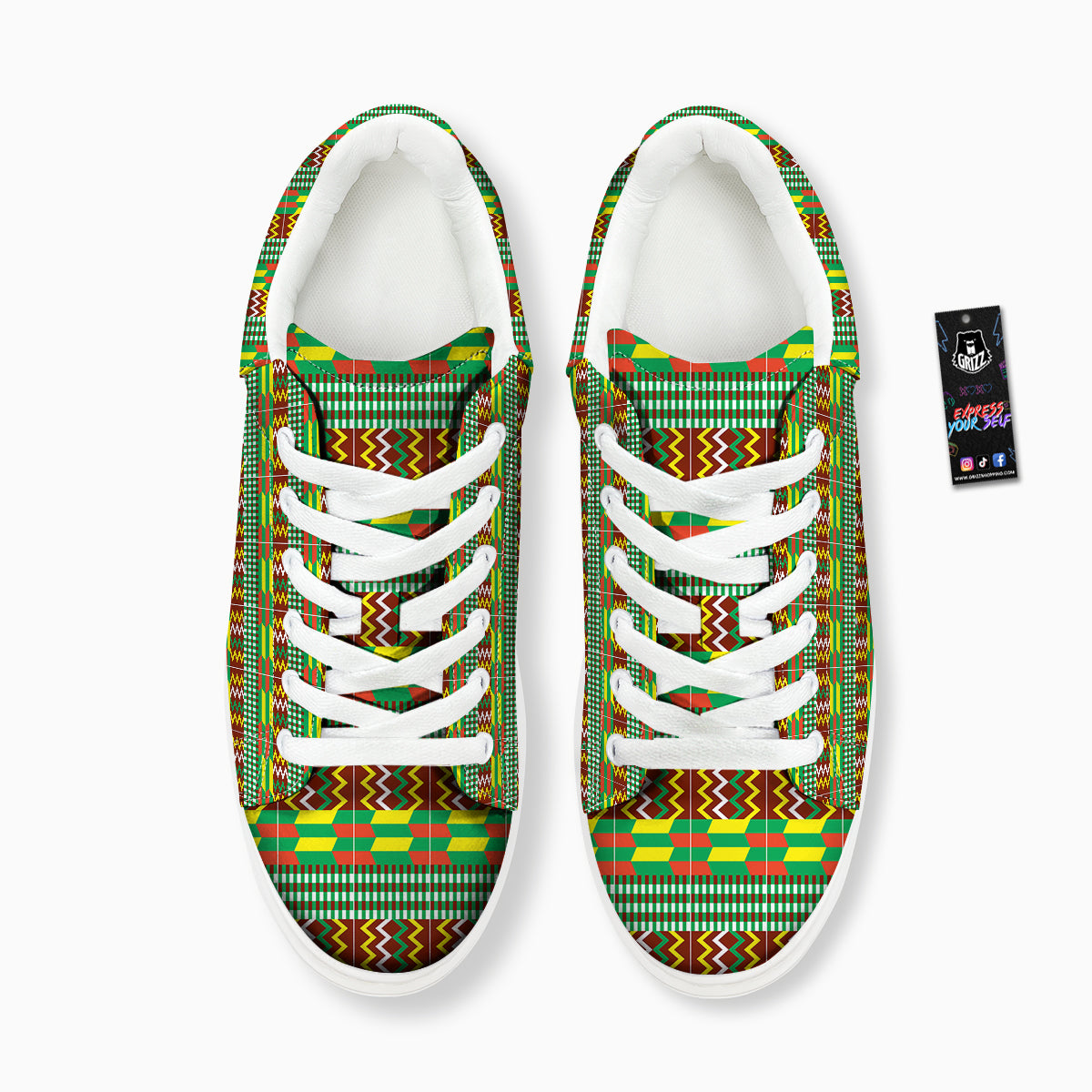 Kente Tribal West African Print Pattern Platform Shoes-grizzshop
