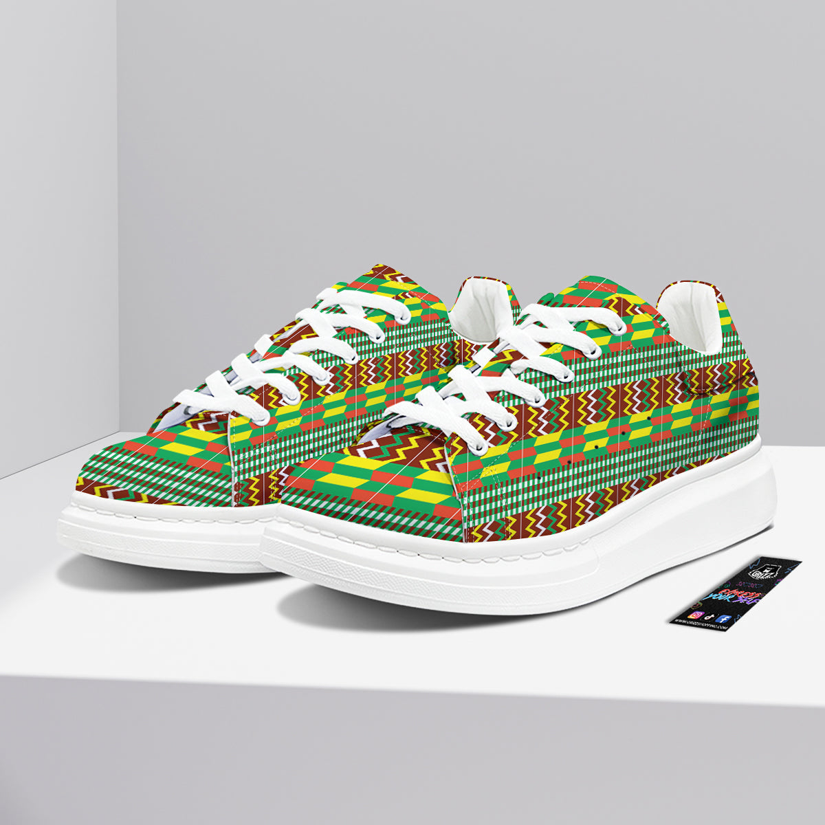 Kente Tribal West African Print Pattern Platform Shoes-grizzshop