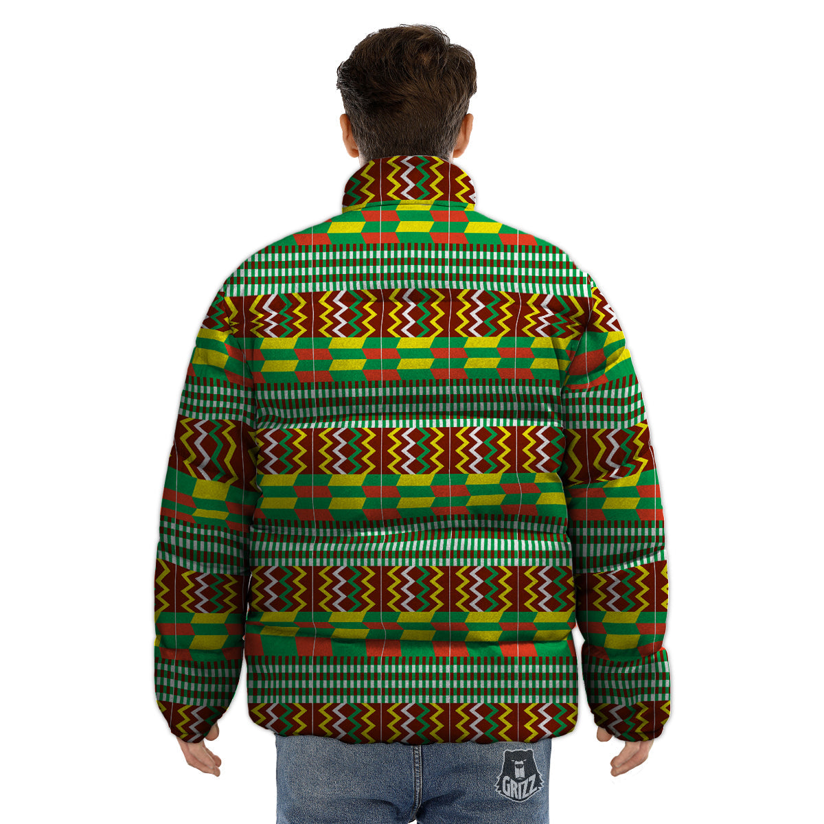 Kente Tribal West African Print Pattern Puffer Jacket-grizzshop