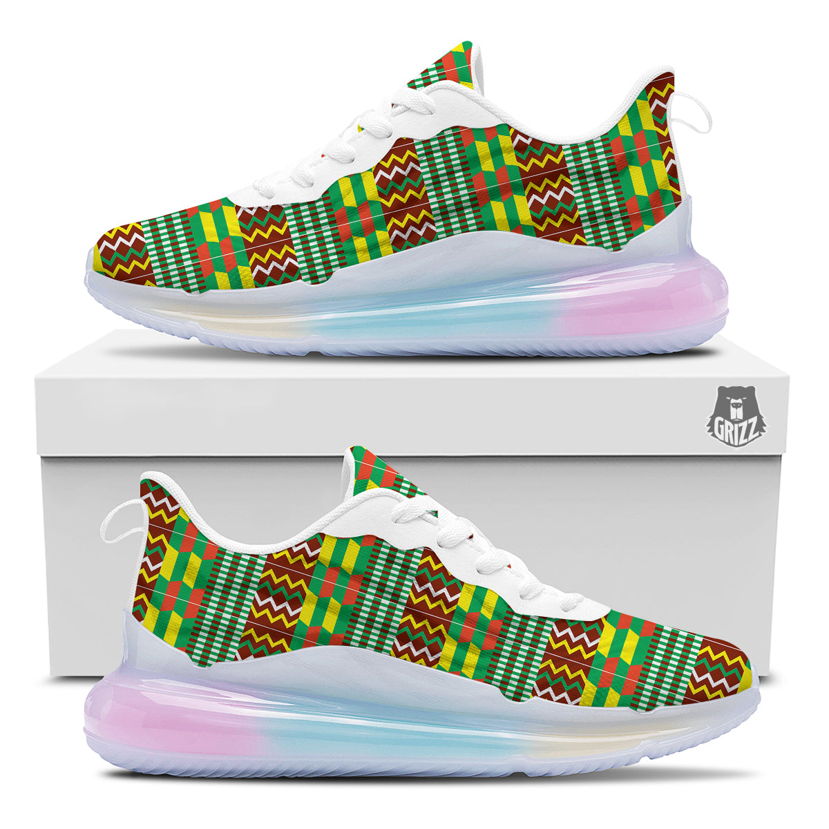 Kente Tribal West African Print Pattern Running Sneakers-grizzshop