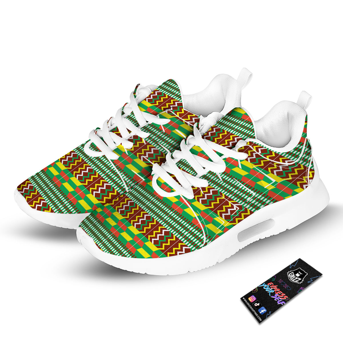 Kente Tribal West African Print Pattern Tennis Shoes-grizzshop