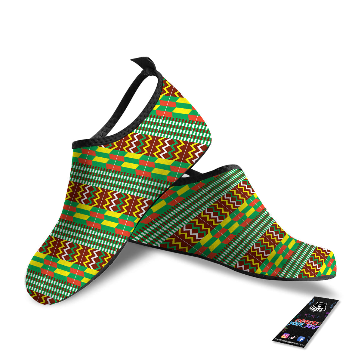 Kente Tribal West African Print Pattern Water Shoes-grizzshop