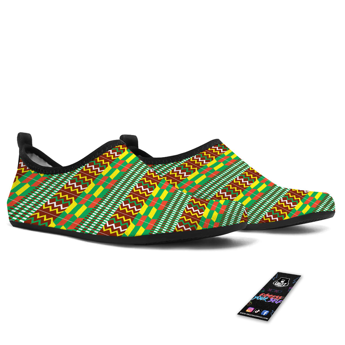 Kente Tribal West African Print Pattern Water Shoes-grizzshop