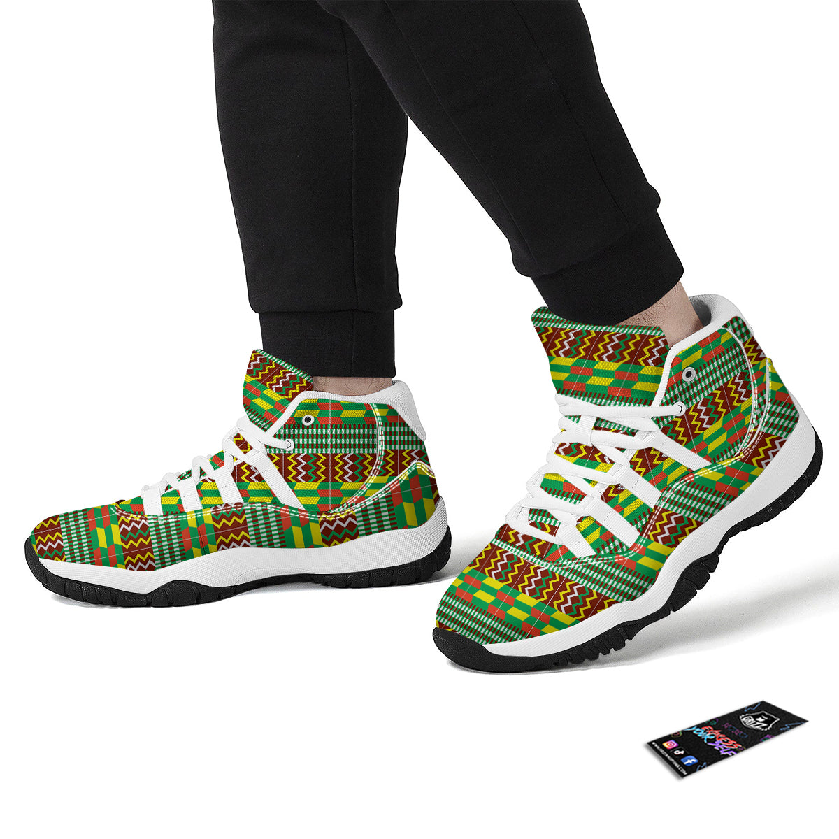 Kente Tribal West African Print Pattern White Bball Shoes-grizzshop