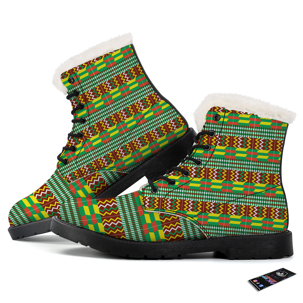 Kente Tribal West African Print Pattern Winter Boots-grizzshop