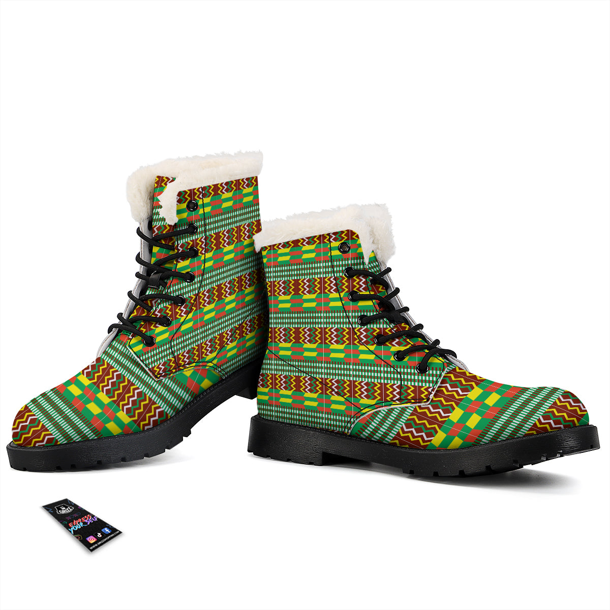 Kente Tribal West African Print Pattern Winter Boots-grizzshop