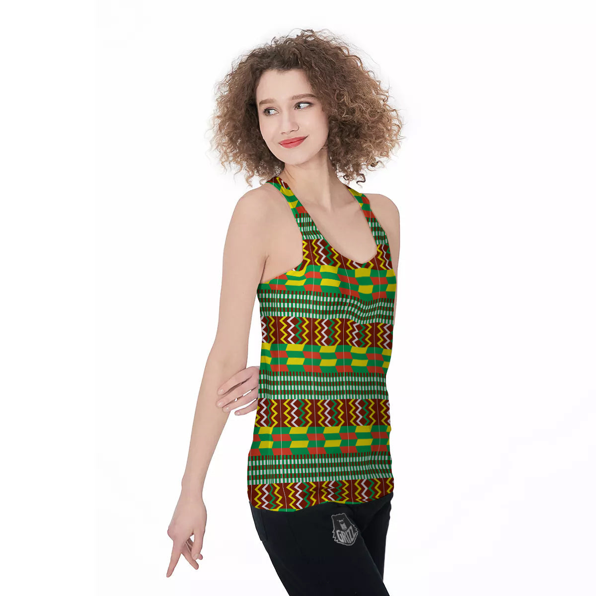 Kente Tribal West African Print Pattern Women's Racerback Tank Top-grizzshop