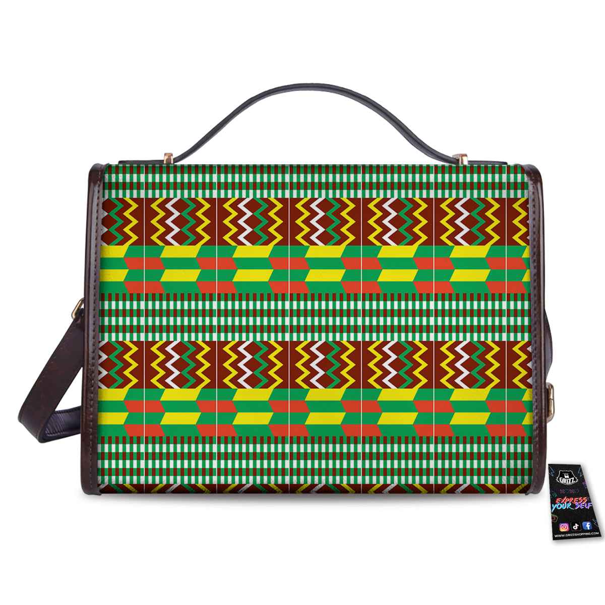 Kente Tribal West African Print Pattern Women's Satchel Bag-grizzshop
