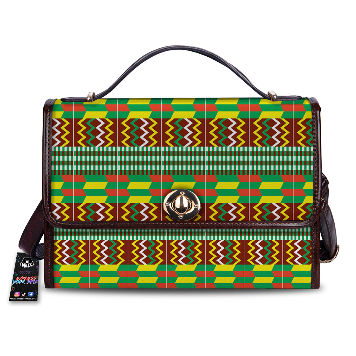Kente Tribal West African Print Pattern Women's Satchel Bag-grizzshop