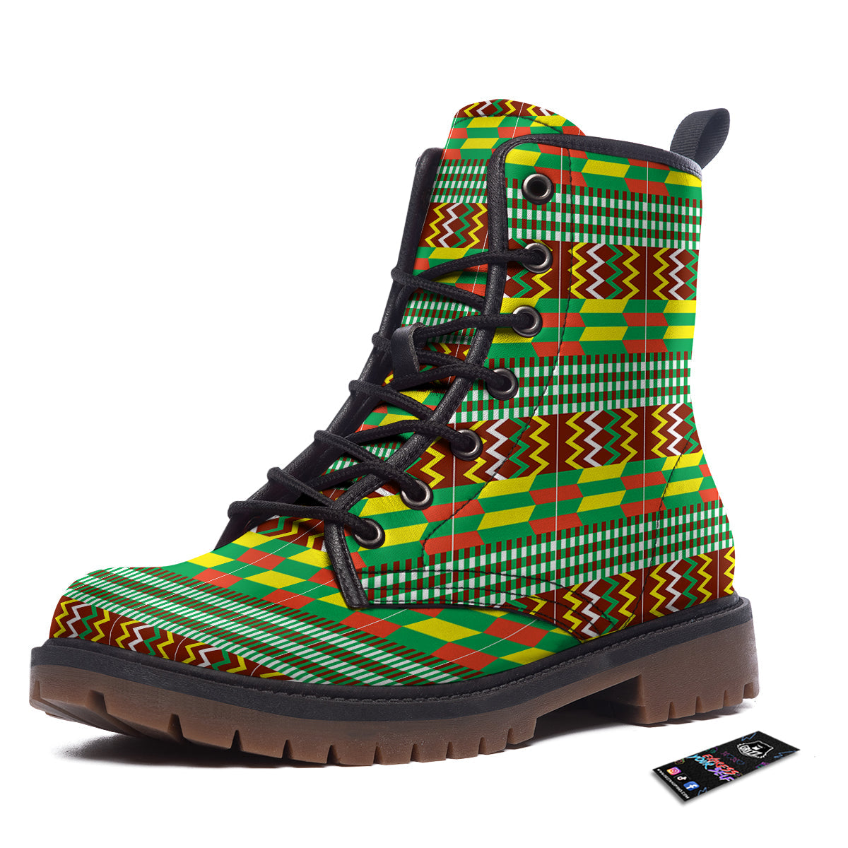 Kente Tribal West African Print Pattern Work Boots-grizzshop