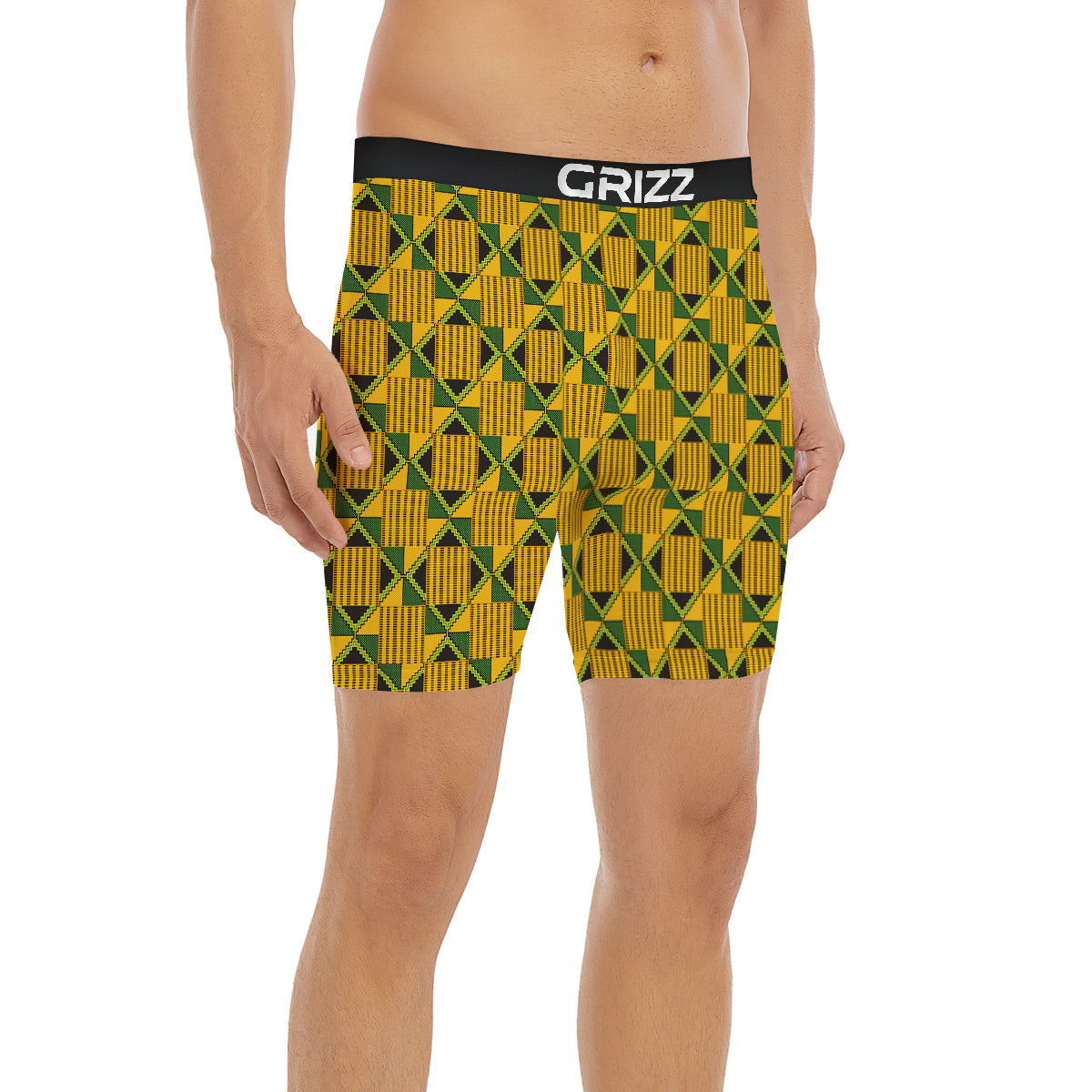 Kente Yellow Print Pattern Boxer Briefs-grizzshop