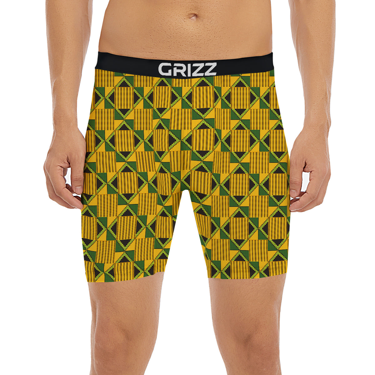 Kente Yellow Print Pattern Boxer Briefs-grizzshop