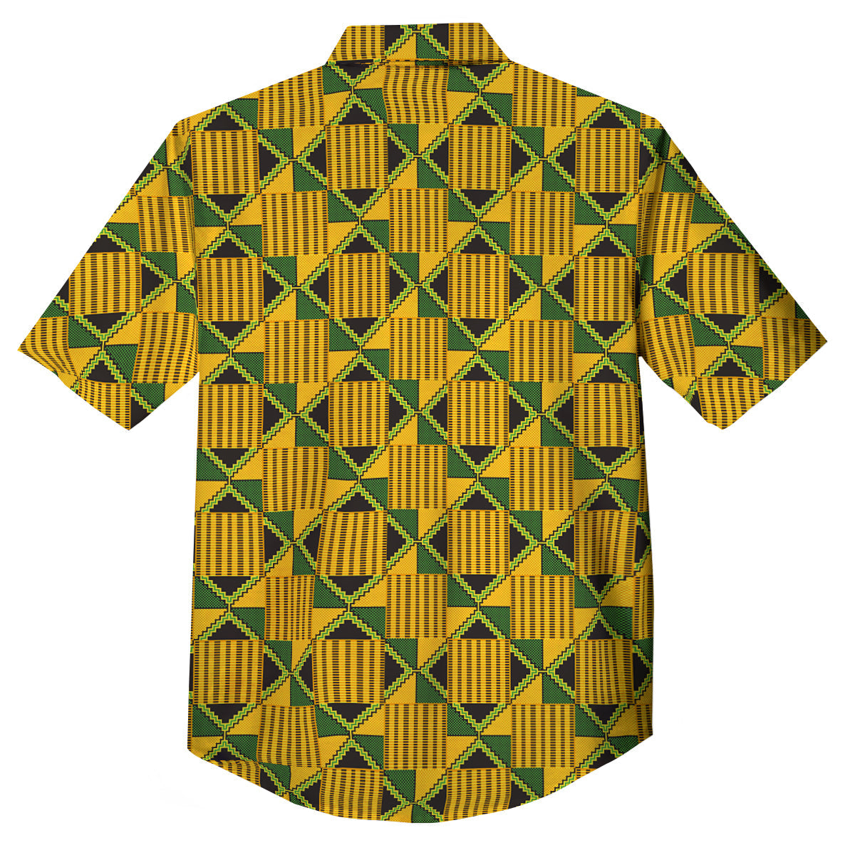 Kente Yellow Print Pattern Button Up Shirt-grizzshop