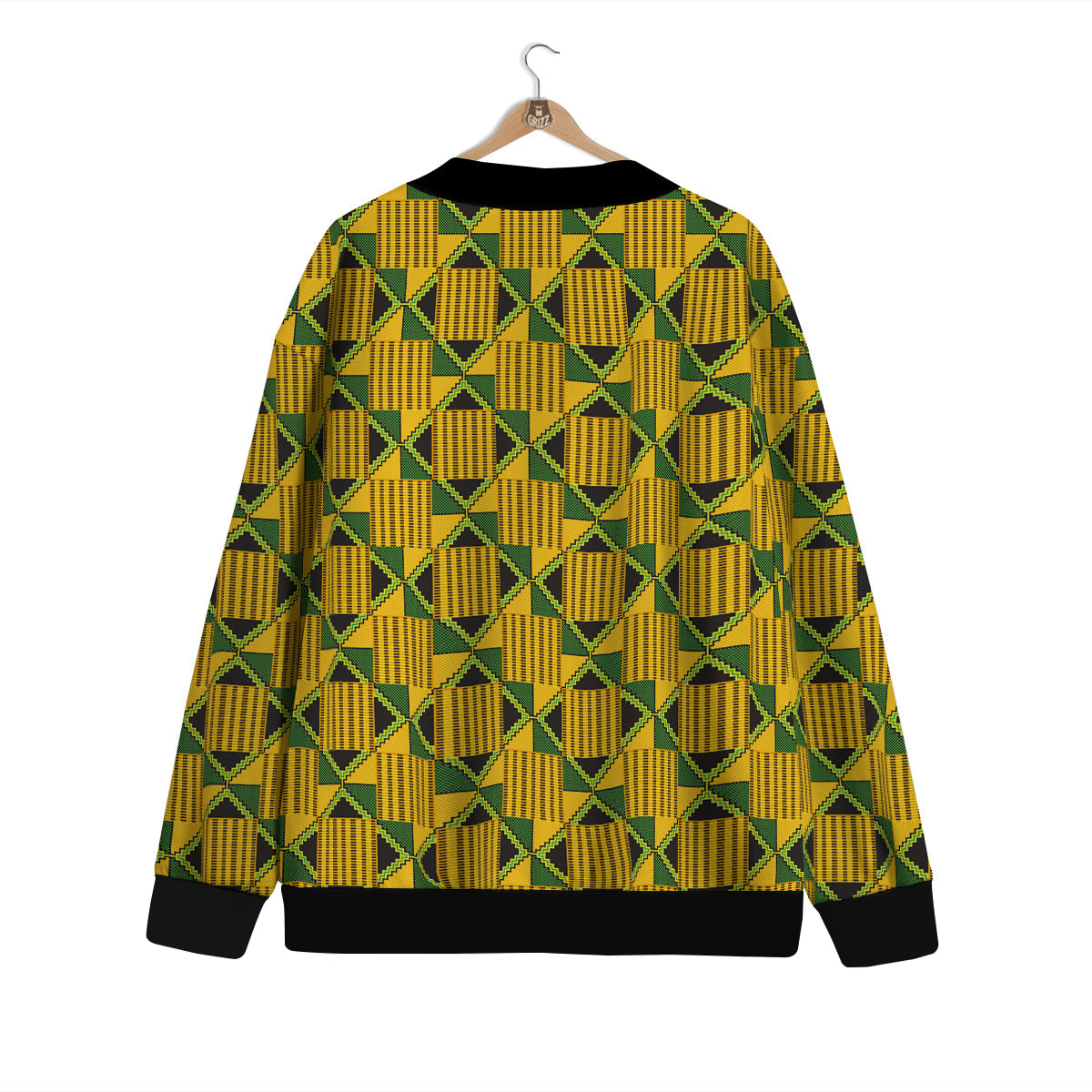 Kente Yellow Print Pattern Cardigan-grizzshop
