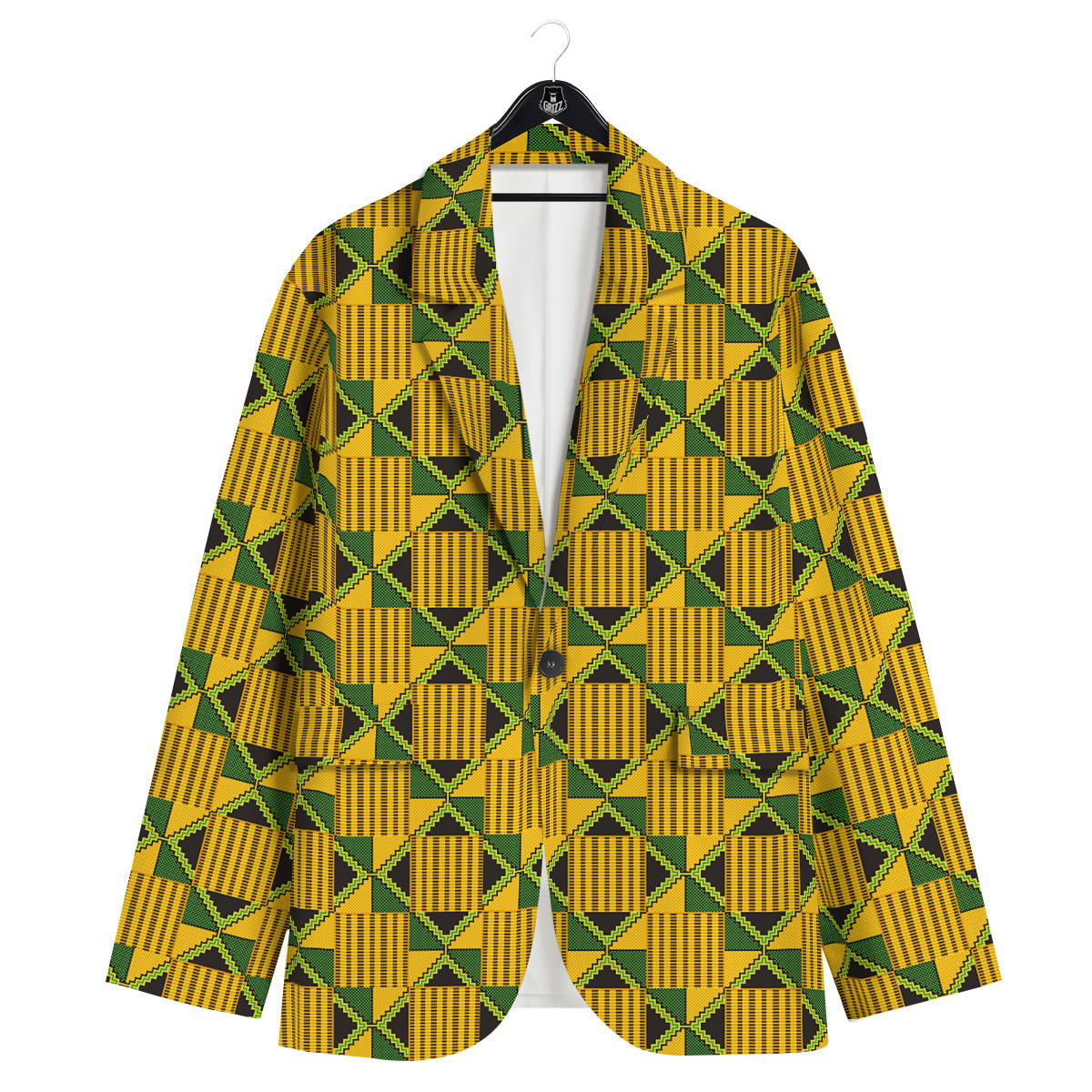Kente Yellow Print Pattern Men's Sport Coat-grizzshop
