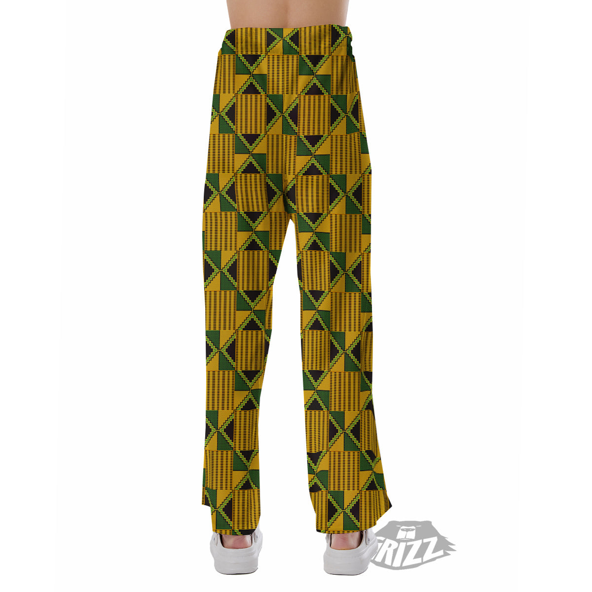 Kente Yellow Print Pattern Pajama Pants-grizzshop