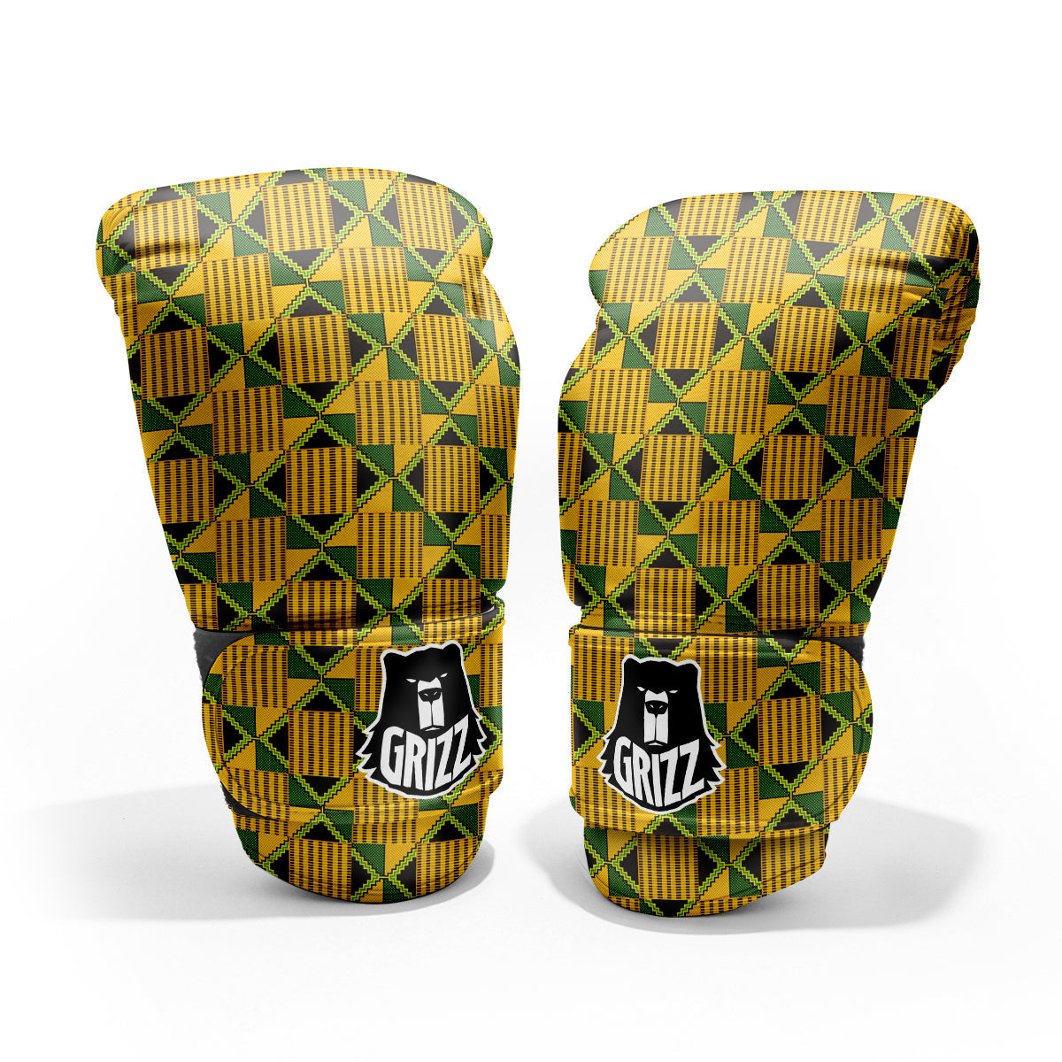 Kente Yellow Print Pattern Pro Boxing Glove