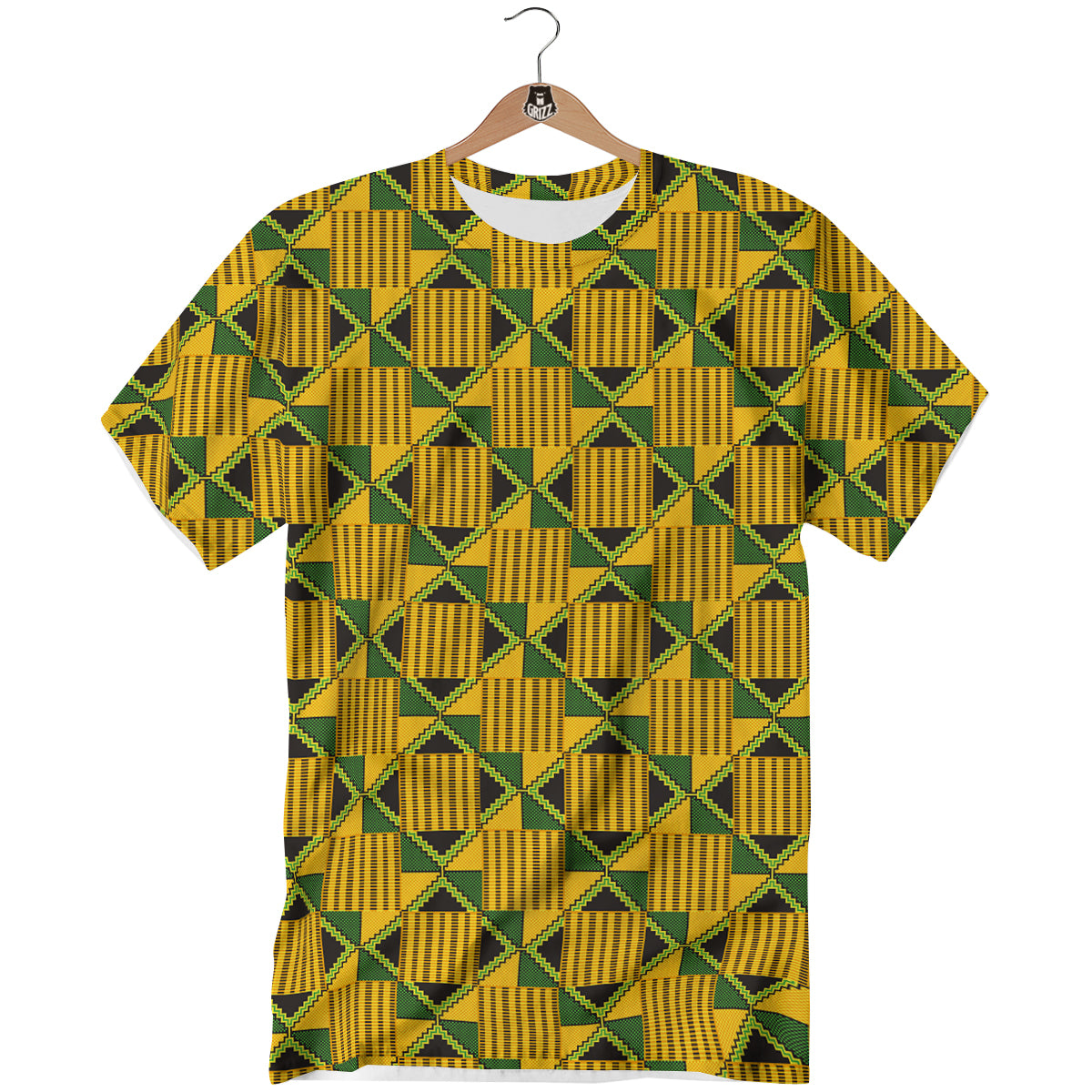 Kente Yellow Print Pattern T-Shirt-grizzshop