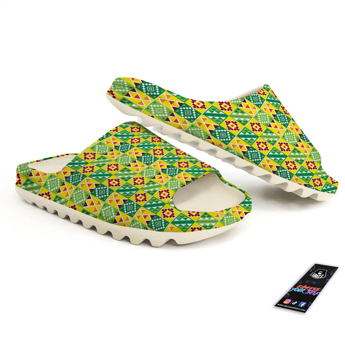 Kente Asante Print Pattern Sandals-grizzshop