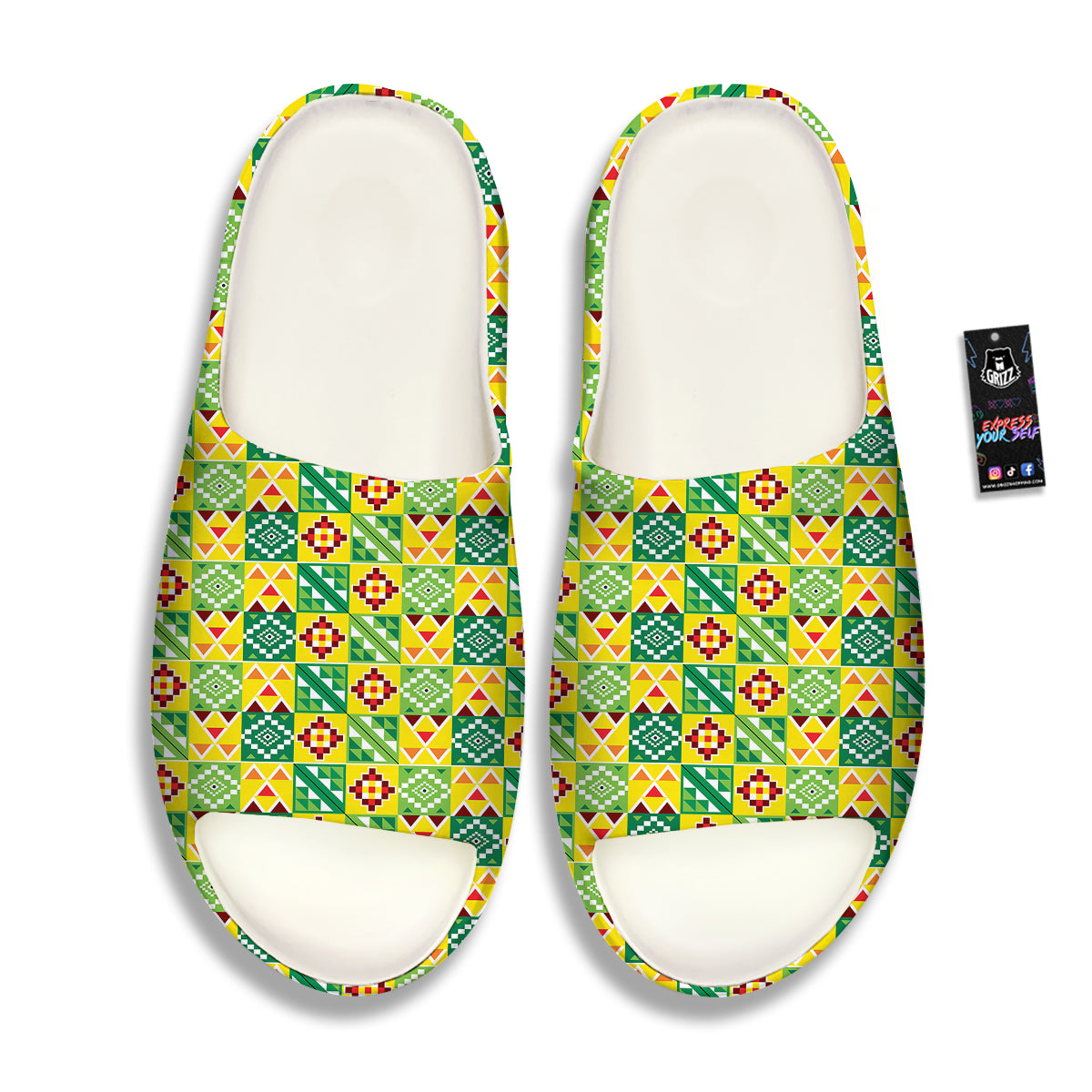 Kente Asante Print Pattern Sandals-grizzshop