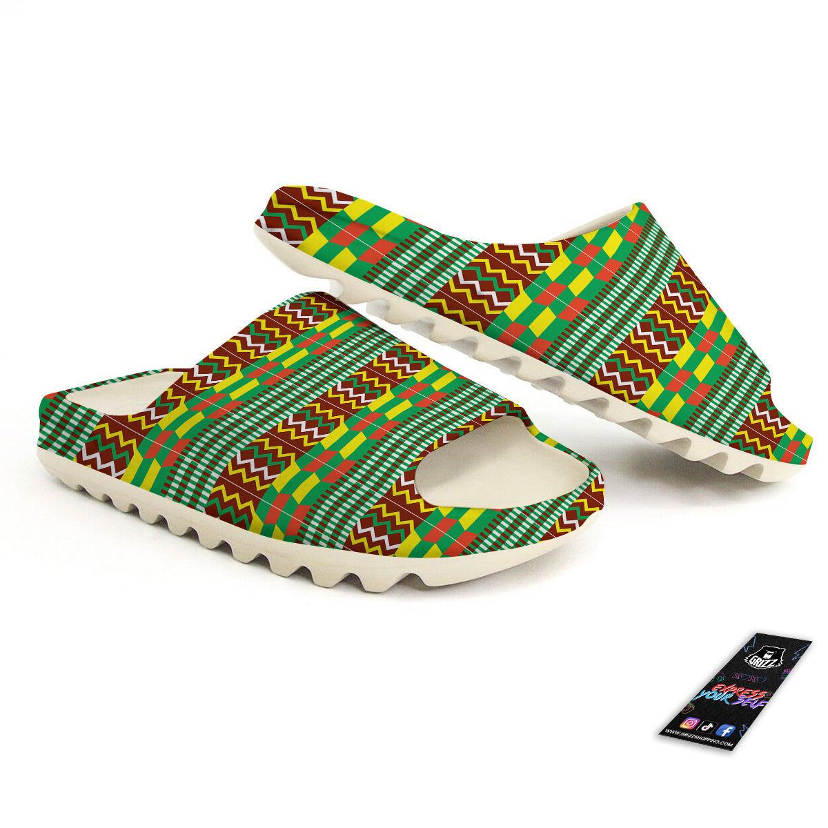 Kente Tribal West African Print Pattern Sandals-grizzshop