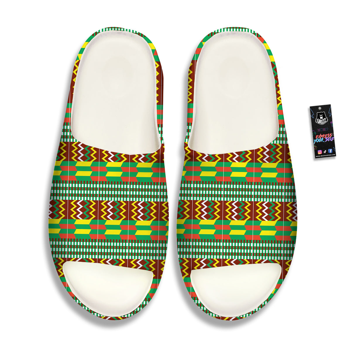 Kente Tribal West African Print Pattern Sandals-grizzshop