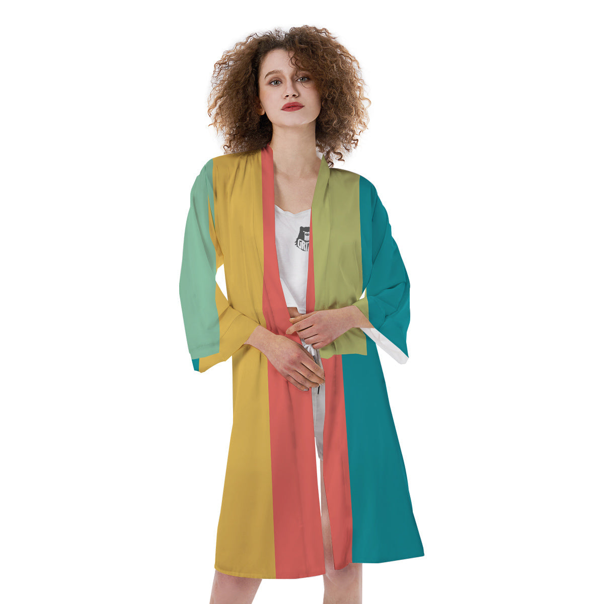 Keyboard Piano Colorful Print Kimono-grizzshop