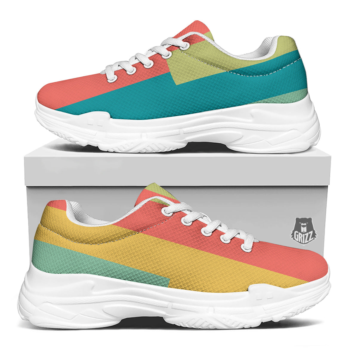 Keyboard Piano Colorful Print White Chunky Shoes-grizzshop