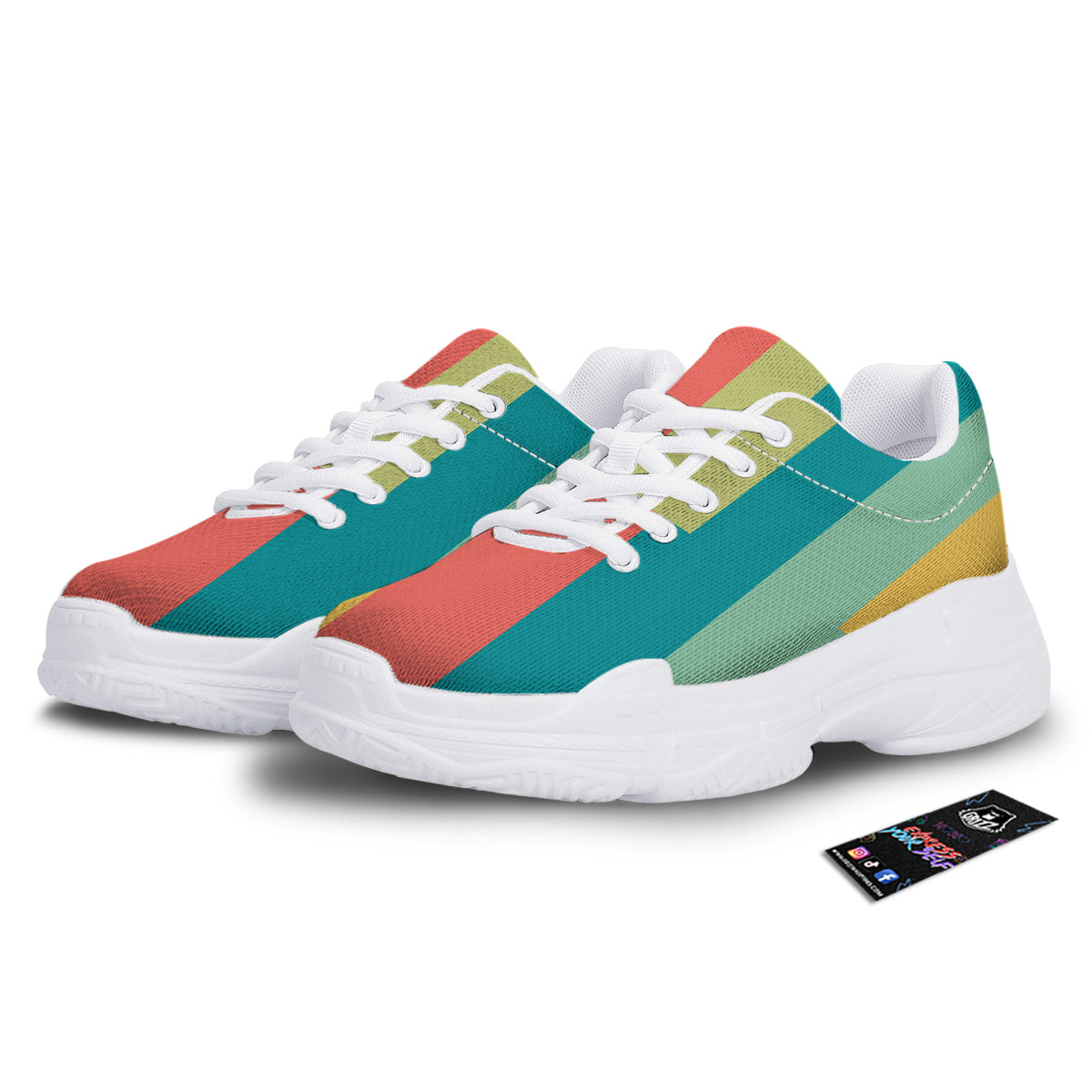 Keyboard Piano Colorful Print White Chunky Shoes-grizzshop