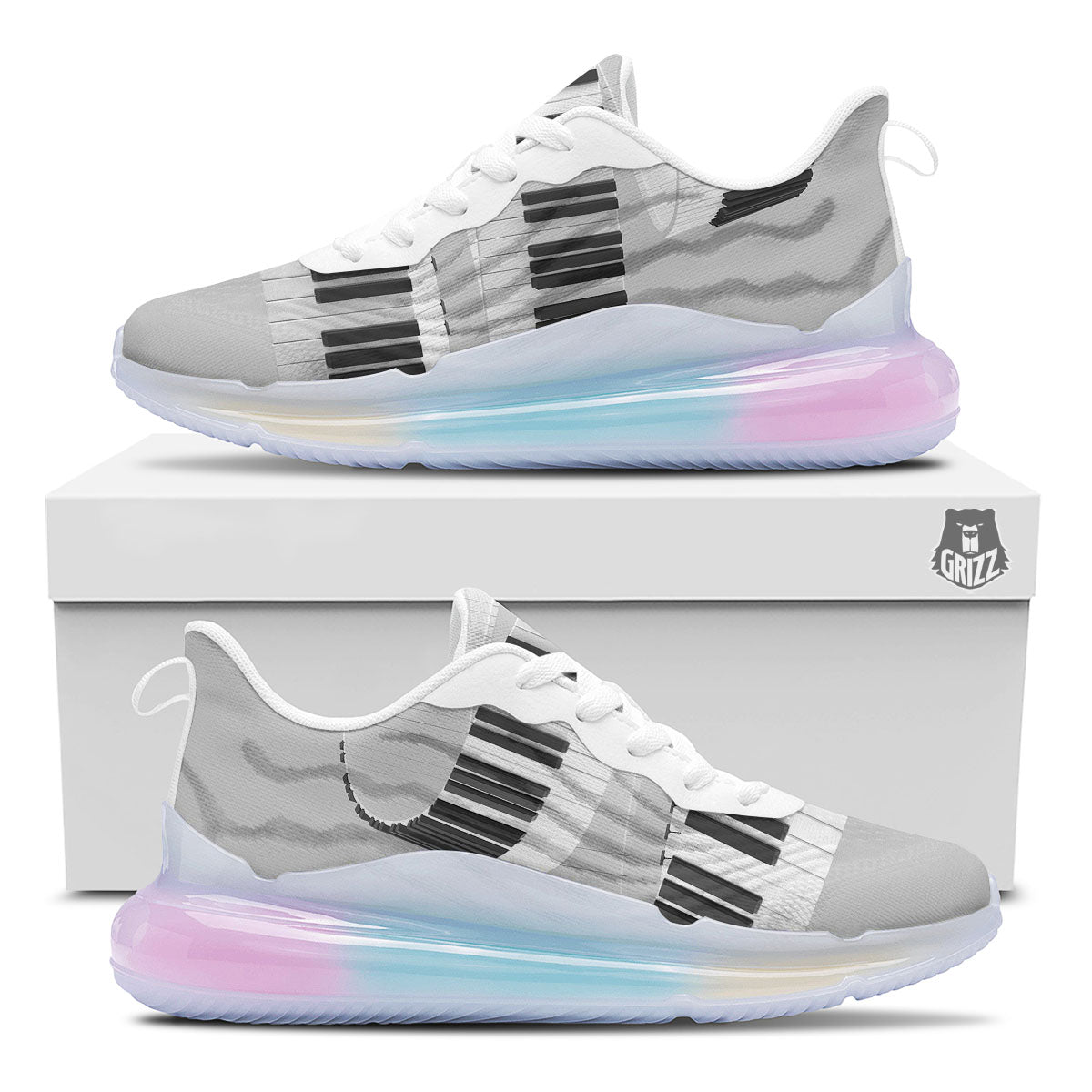 Keyboard Spiral Piano Print Running Sneakers-grizzshop