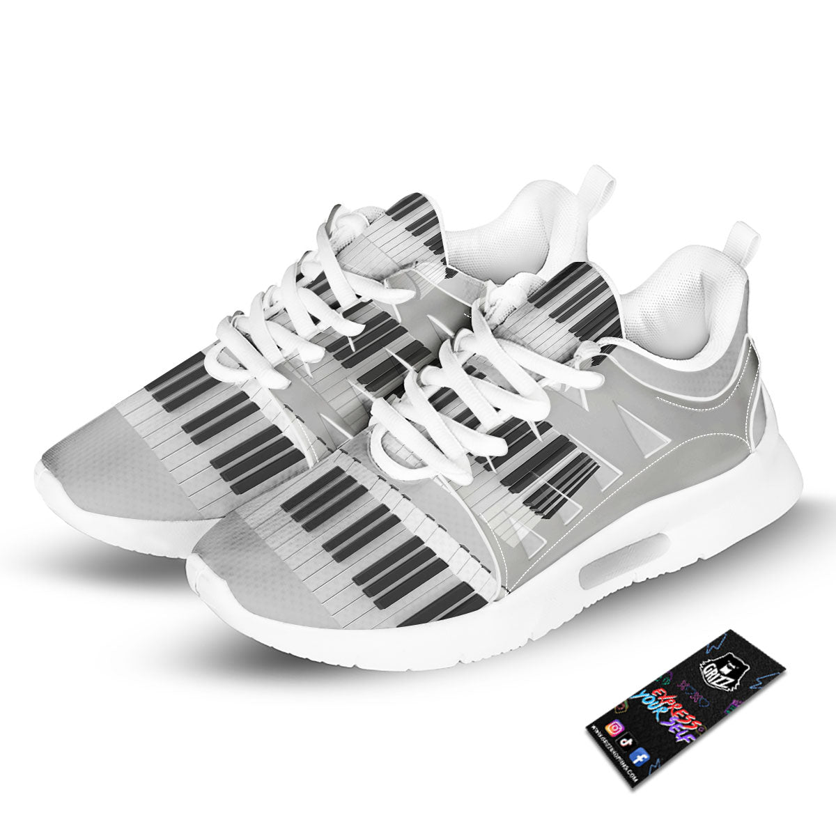 Keyboard Spiral Piano Print Tennis Shoes-grizzshop