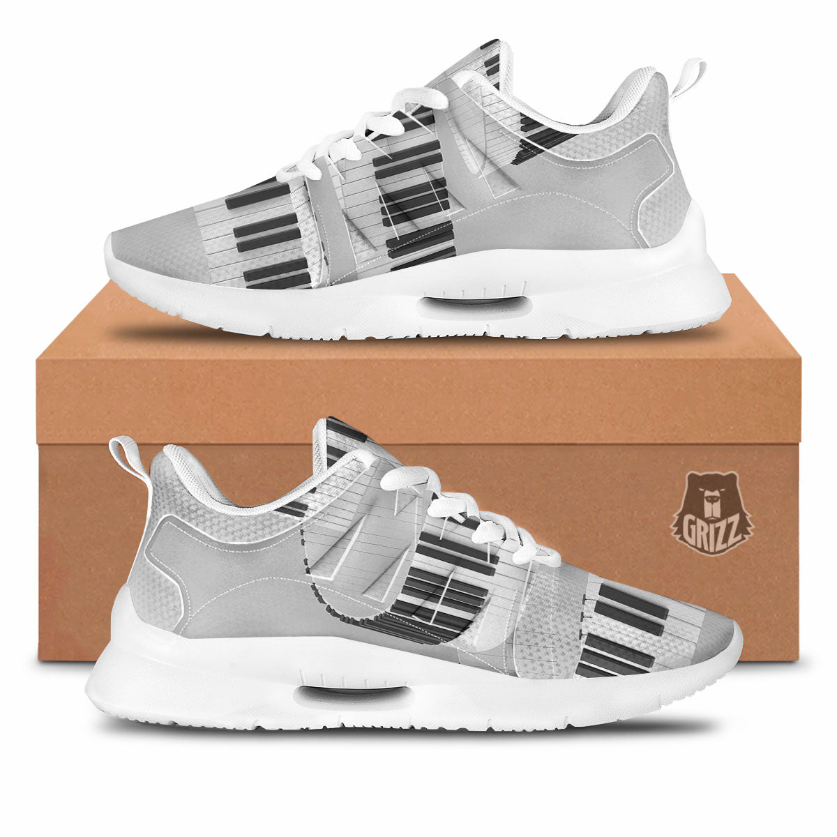 Keyboard Spiral Piano Print Tennis Shoes-grizzshop