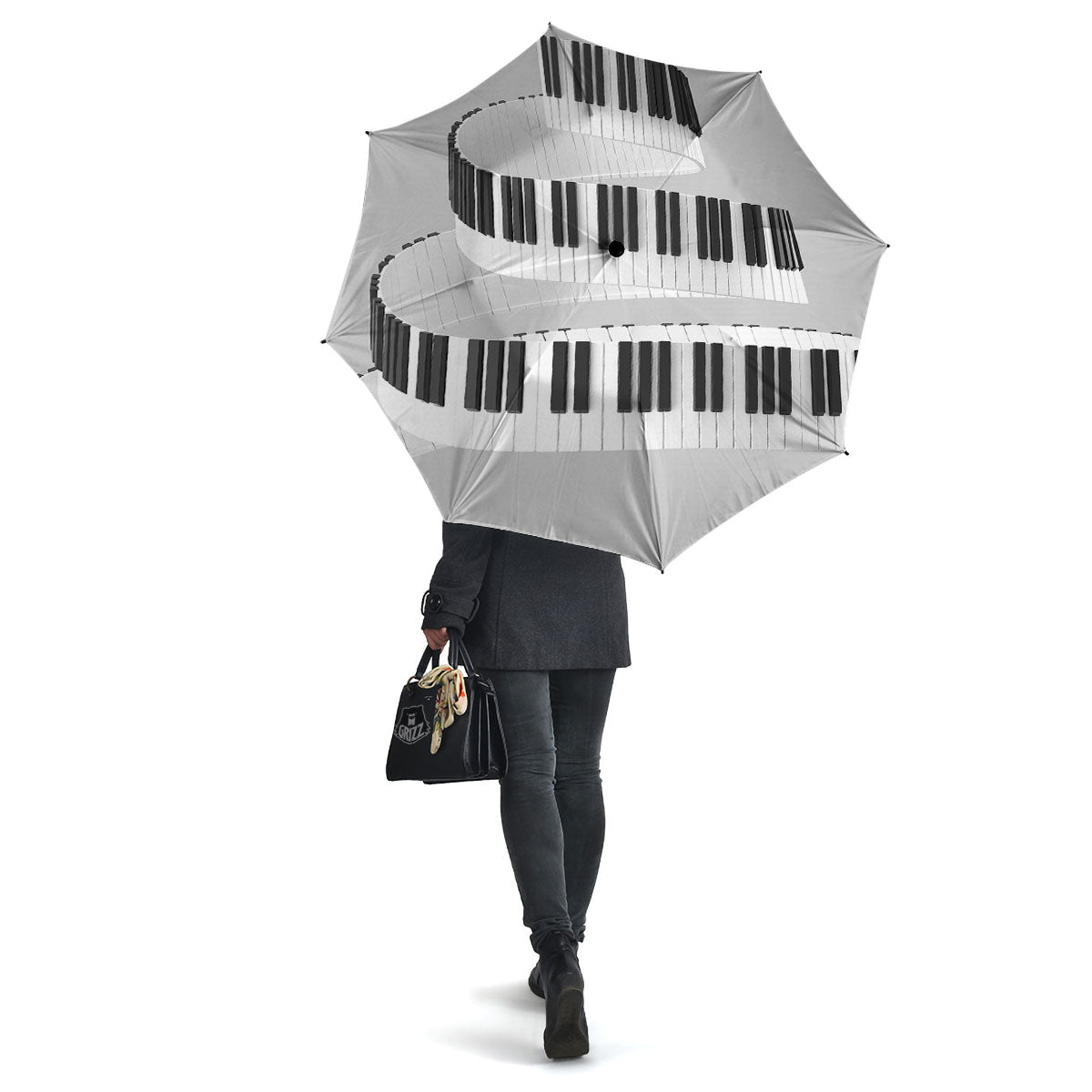 Keyboard Spiral Piano Print Umbrella-grizzshop