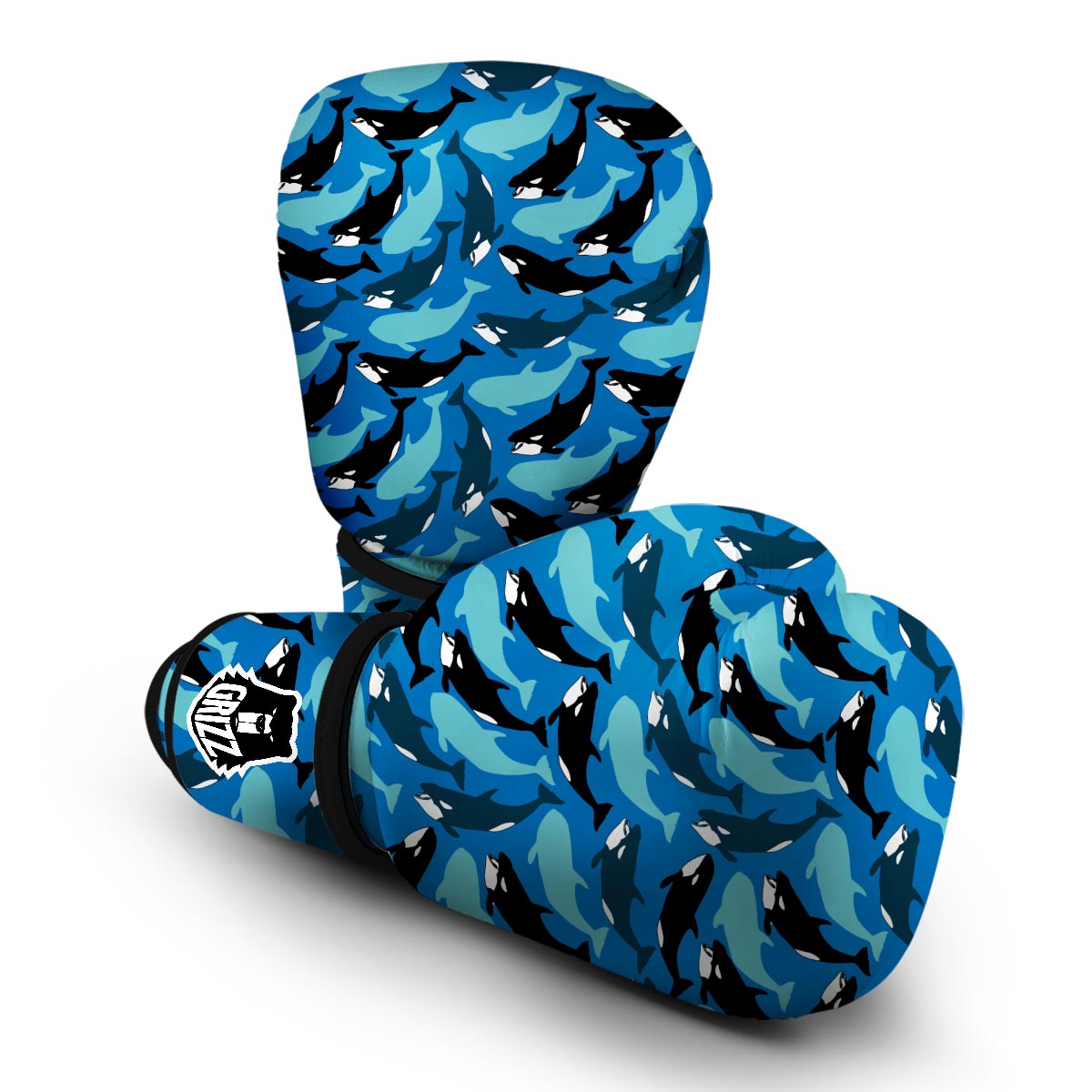 Killer Whale Orca Pattern Print Boxing Gloves-grizzshop
