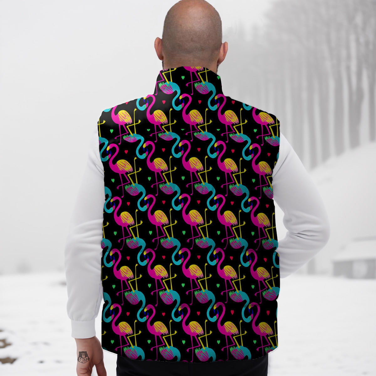 Killer Whale Orca Print Pattern Down Vest-grizzshop
