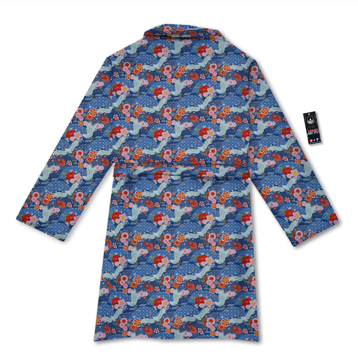 Kimono Bird Crane Print Pattern Bathrobe-grizzshop