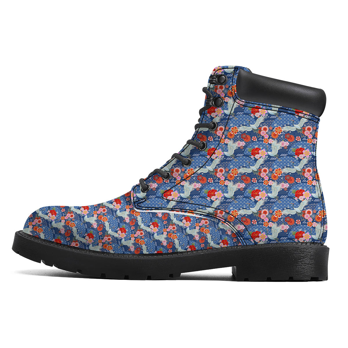 Kimono Bird Crane Print Pattern Boots-grizzshop
