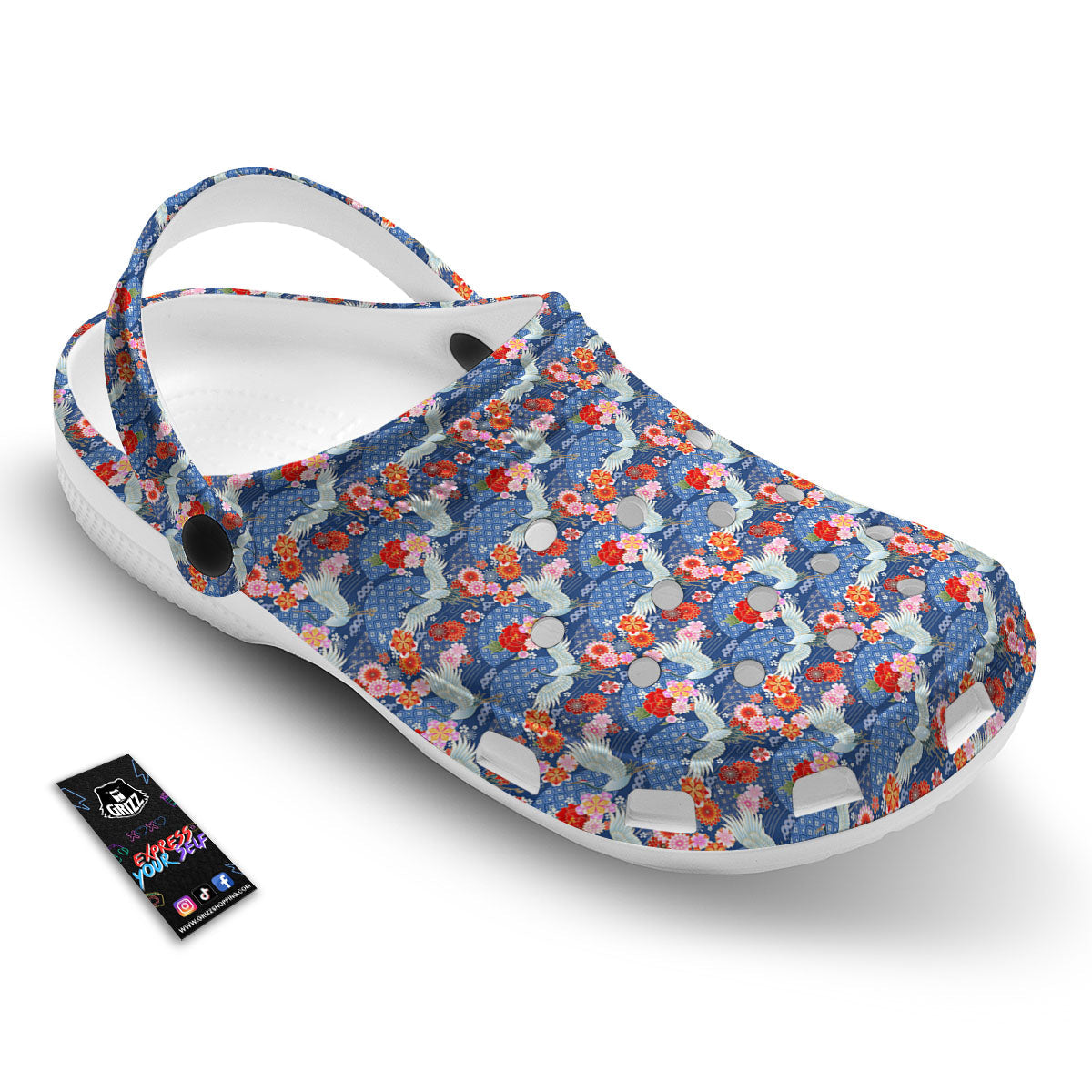 Kimono Bird Crane Print Pattern Clog-grizzshop