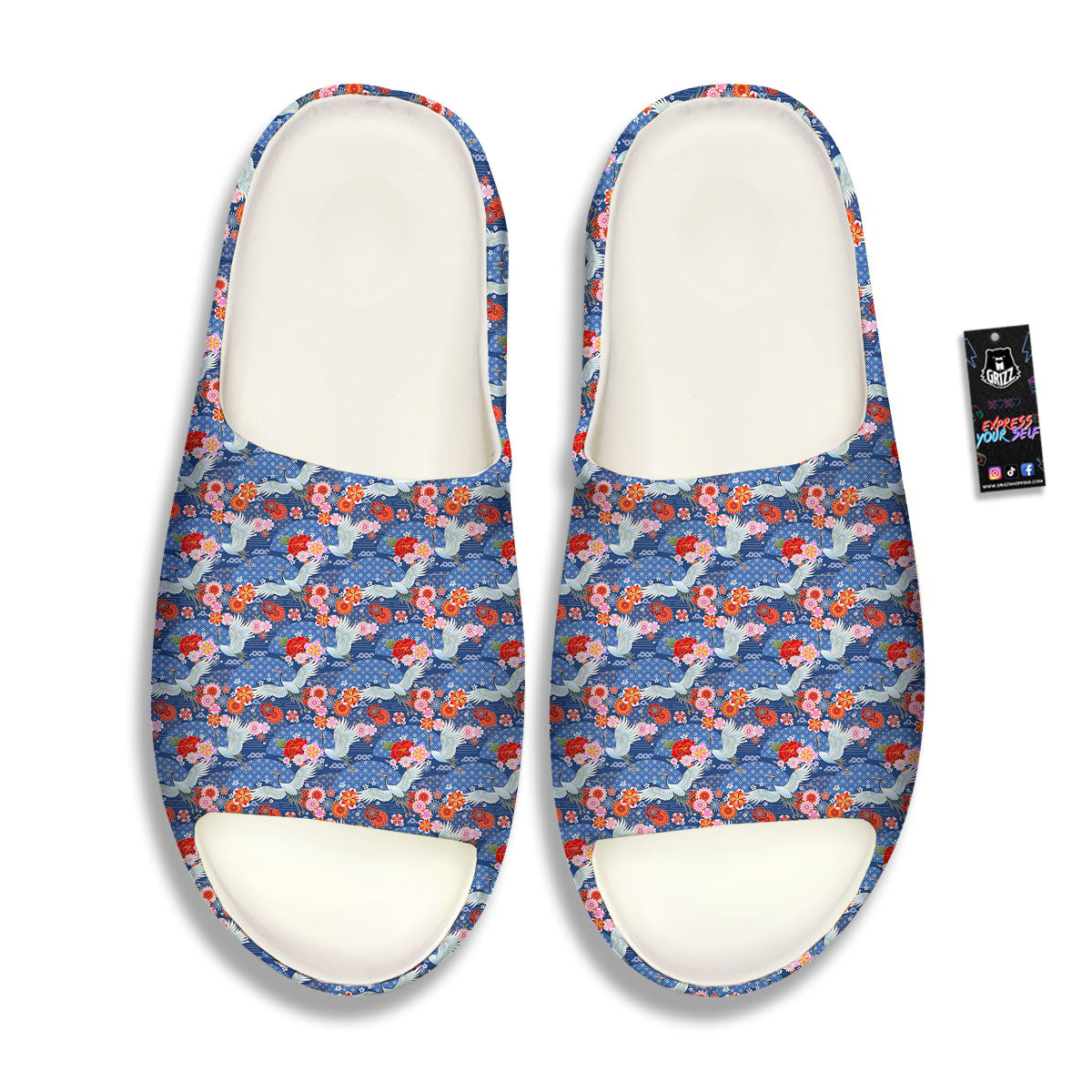 Kimono Bird Crane Print Pattern Sandals-grizzshop