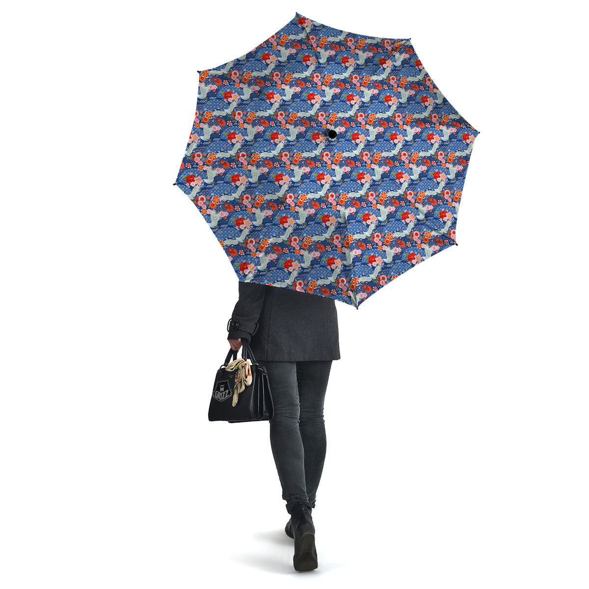 Kimono Bird Crane Print Pattern Umbrella-grizzshop