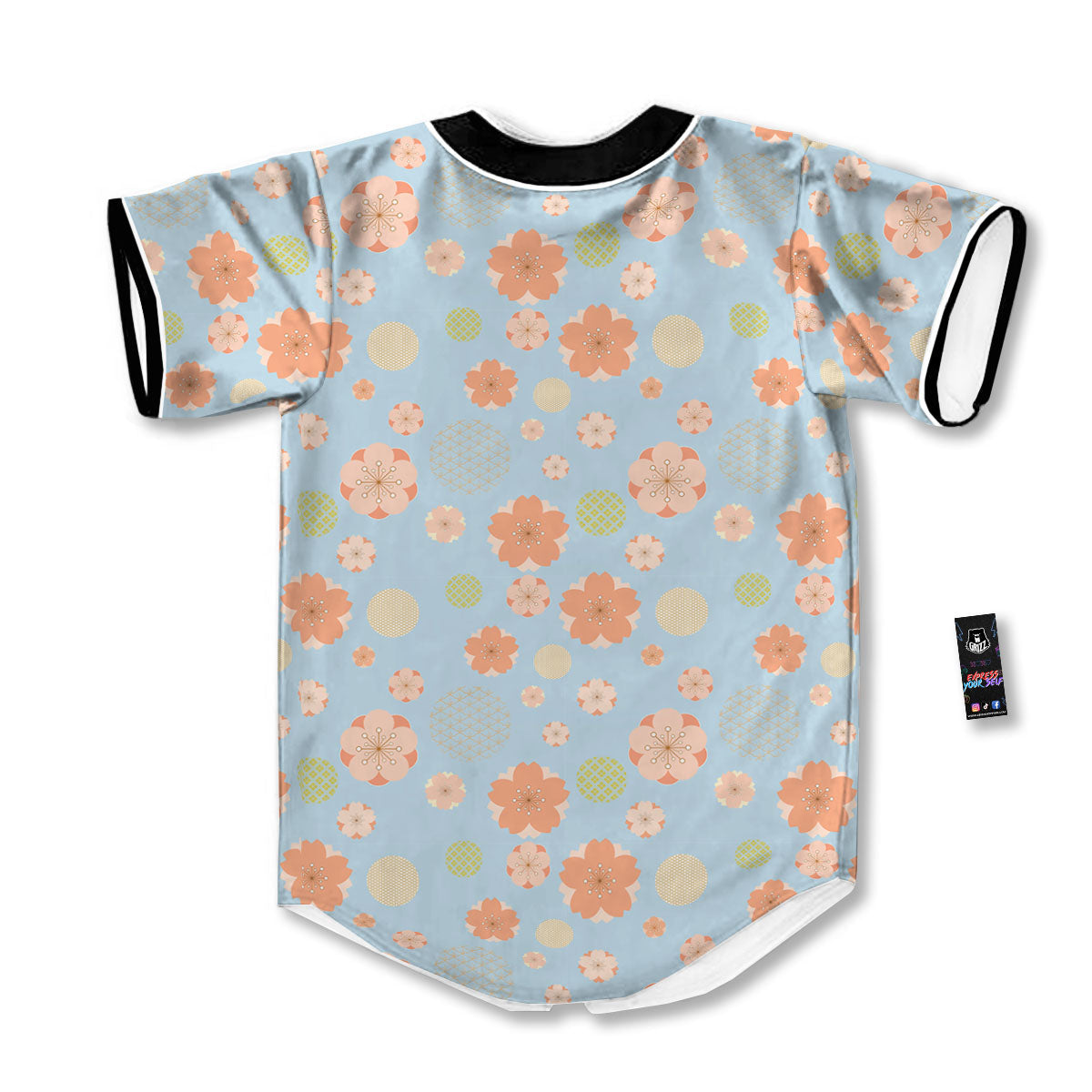 Kimono Cherry Blossom Print Pattern Baseball Jersey-grizzshop