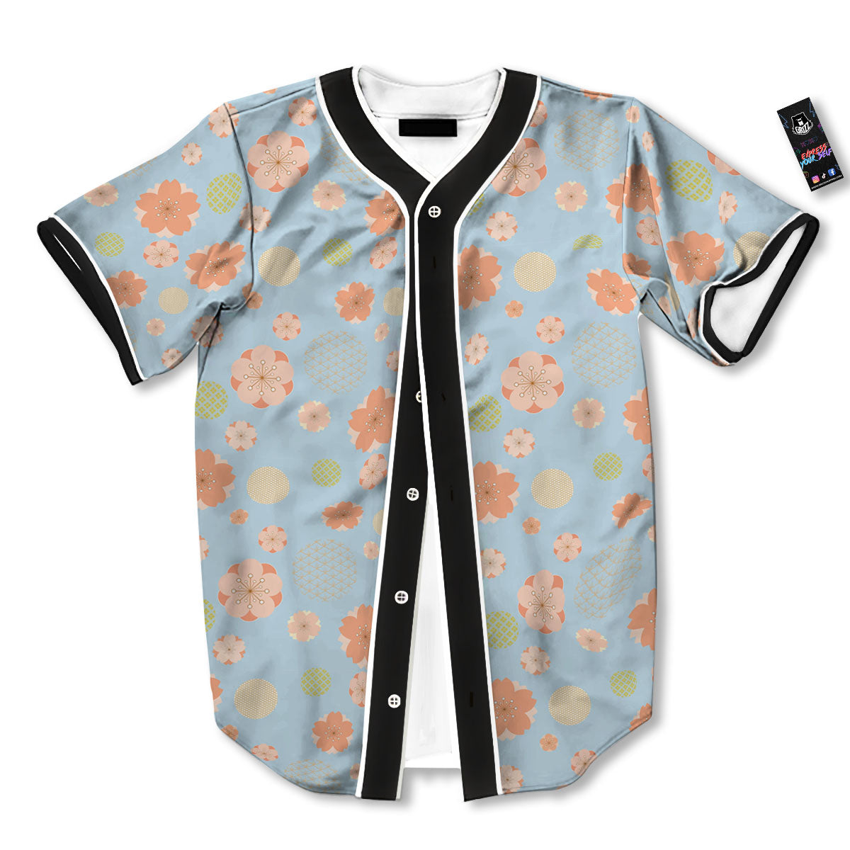 Kimono Cherry Blossom Print Pattern Baseball Jersey-grizzshop