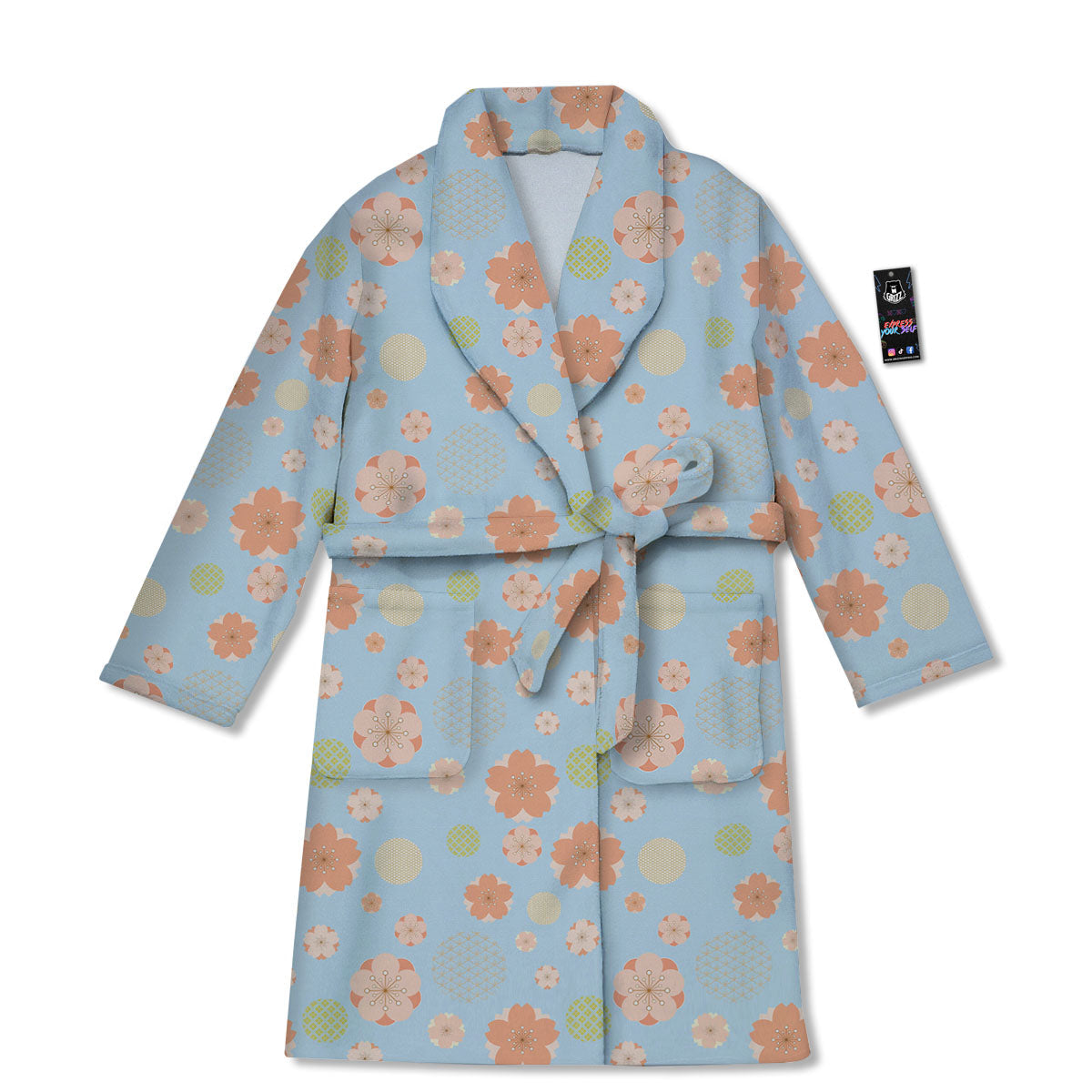 Kimono Cherry Blossom Print Pattern Bathrobe-grizzshop