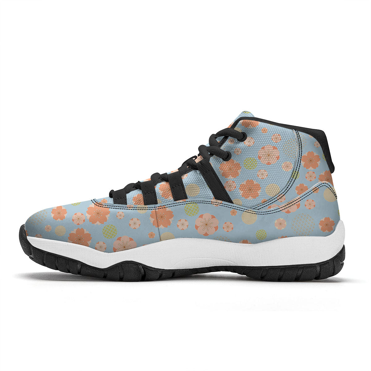 Kimono Cherry Blossom Print Pattern Black Bball Shoes-grizzshop