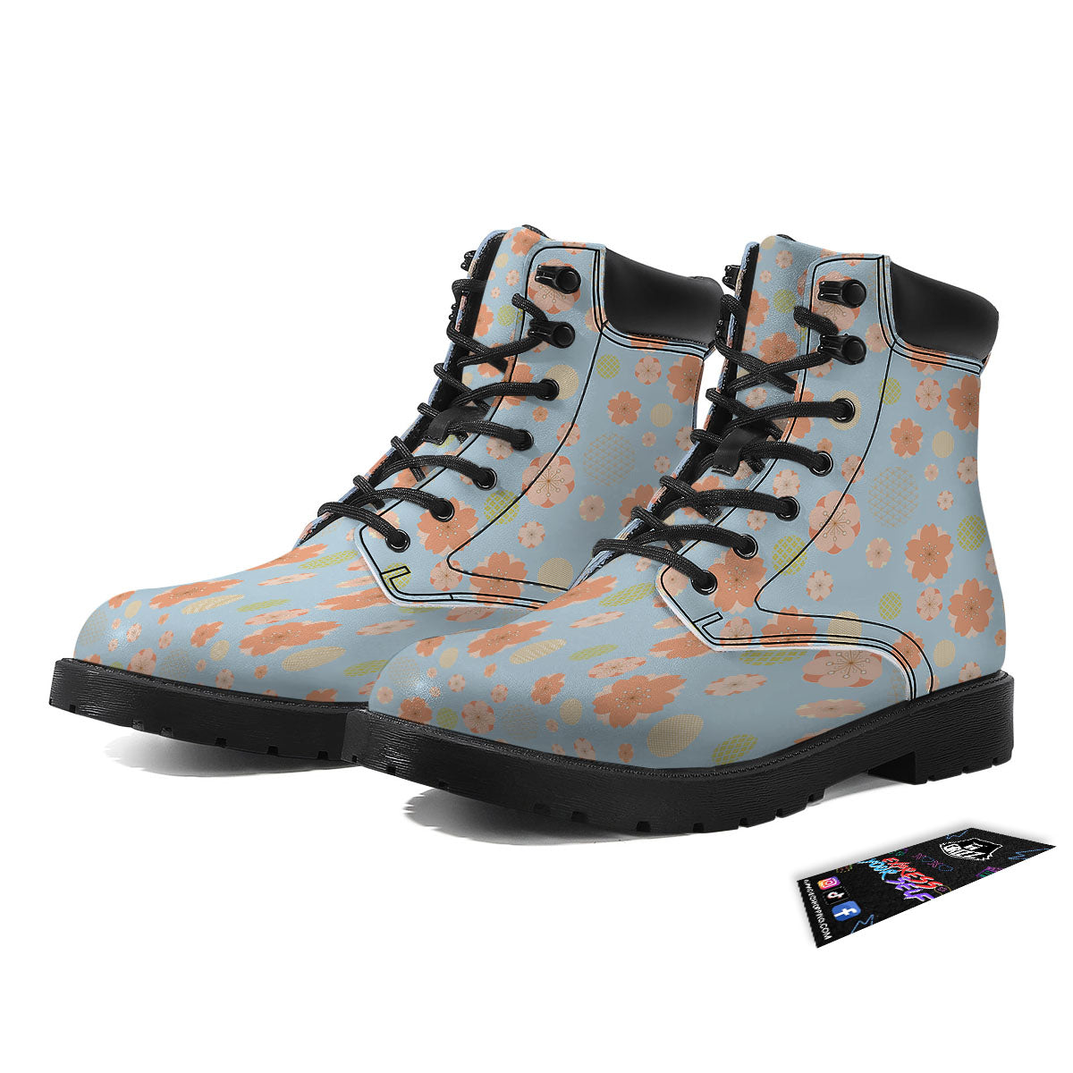 Kimono Cherry Blossom Print Pattern Boots-grizzshop
